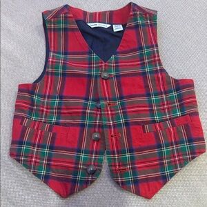 Janie and Jack Plaid Baby Vest - Red and Green